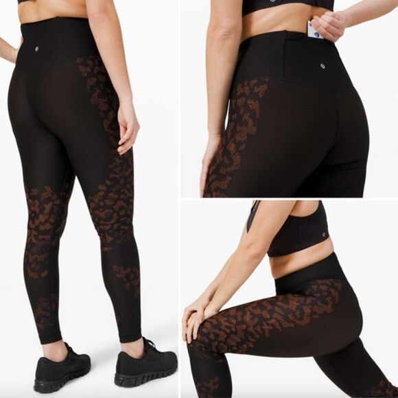 Lululemon Mapped Out High-Rise 28” Black Brick Camo SenseKnit Tight Sz 6 - Picture 8 of 9
